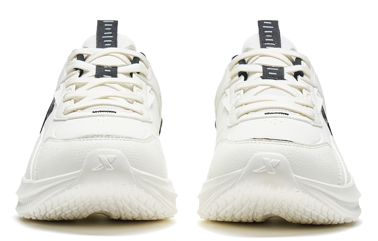 XTEP Comfortable Textile, Synthetic Leather Slip Resistant Abrasion Resistant Low top Running Shoes Men’s White Black