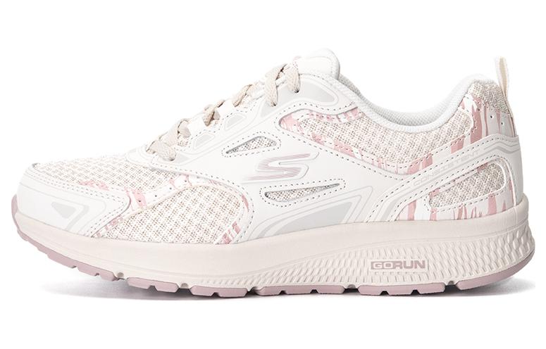 Skechers Skechers Go Run Consistent lightweight Q-elastic lightweight knee pads cushioning start fast shock absorption anti-rollover lightweight balance support breathable low-top running shoes women's pink and white