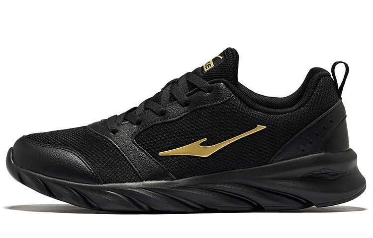 Erke Abrasion Resistant Breathable Low top Running Shoes Men’s Jet Black King Gold