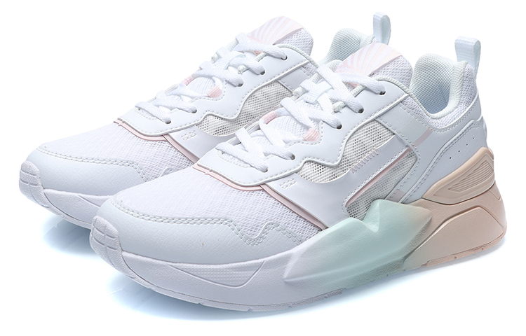 Li Ning Cushioning Slip Resistant Abrasion Resistant Low top Running Shoes Women’s White Apricot