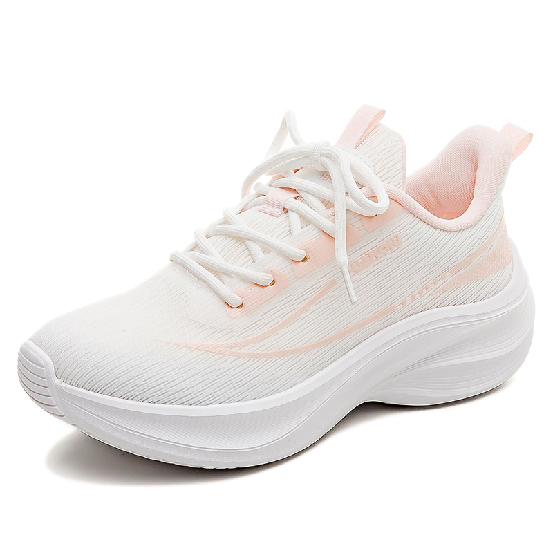 HUANQIU Slip Resistant, Abrasion Resistant, Breathable Low top Casual Running Shoes Women’s White Pink