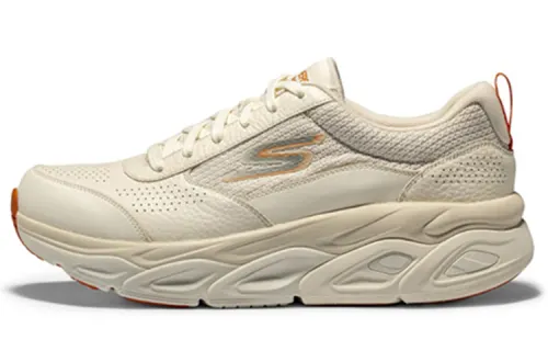 Skechers Max Cushioning Ultimate Coverage Abrasion Resistant Lightweight Low top Running Shoes Men's White Orange
