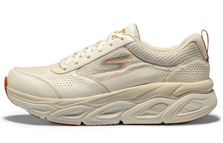 Skechers Max Cushioning Ultimate Coverage Abrasion Resistant Lightweight Low top Running Shoes Men's White Orange