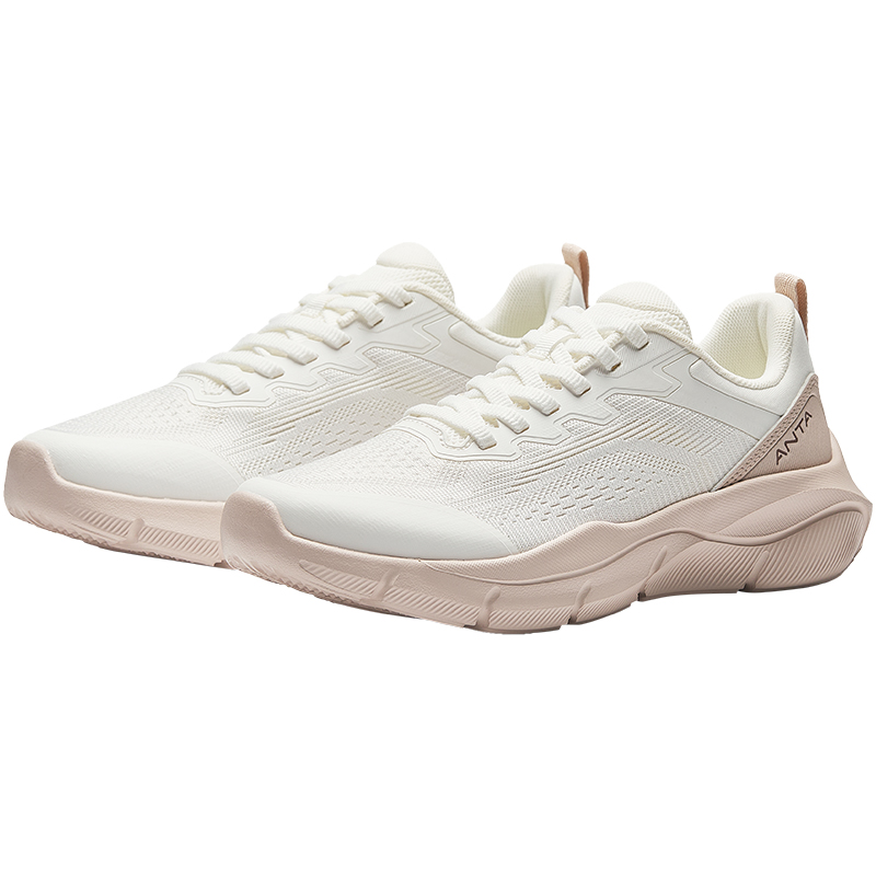 Anta Cushioning Breathable Low top Casual Running Shoes Women’s White Pink