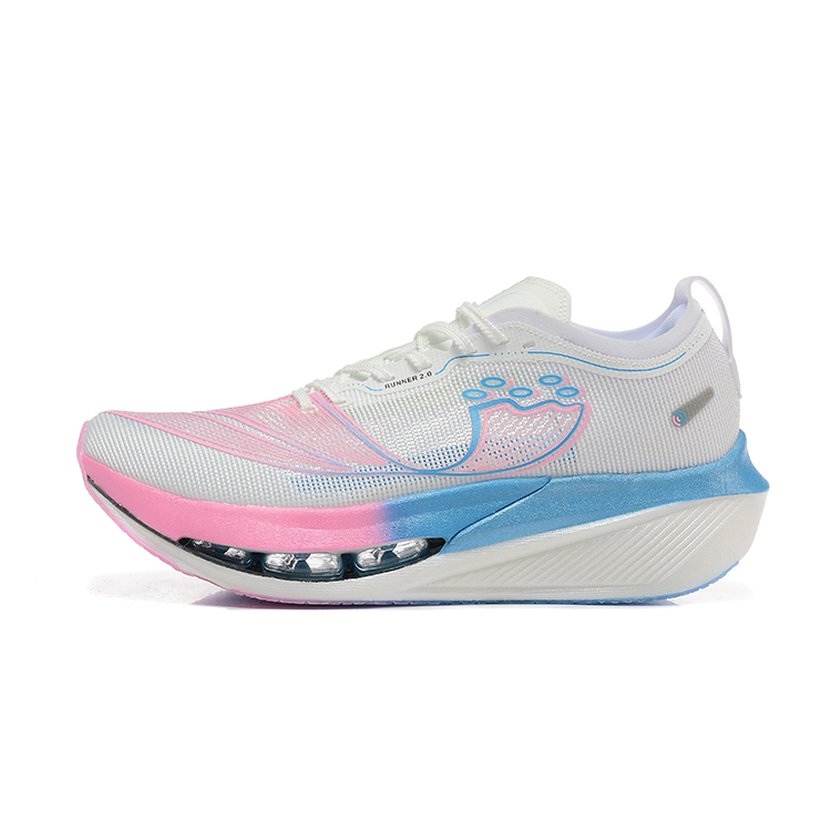 DUANGOU Cushioning Slip Resistant Abrasion Resistant Breathable Low top Running Shoes Unisex Pink Blue Mismatched