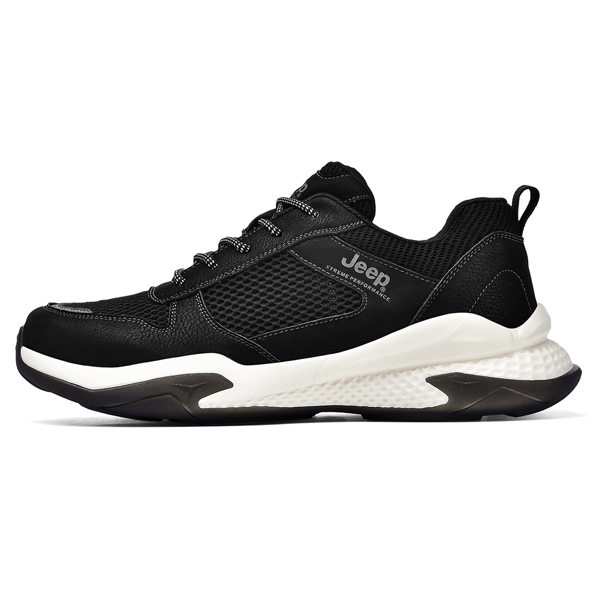 Jeep Textile, Synthetic Leather Low top Outdoor Shoes Men's Black