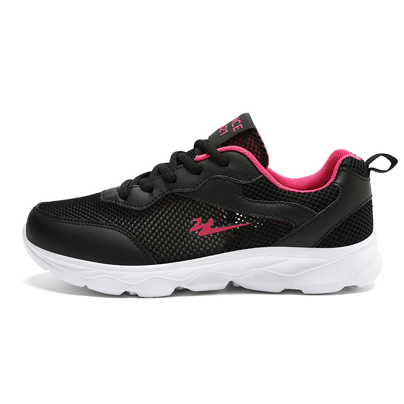 Binary Cushioning Rebound Lightweight Breathable Slip Resistant Low top Running Shoes Women’s Black Rose Red