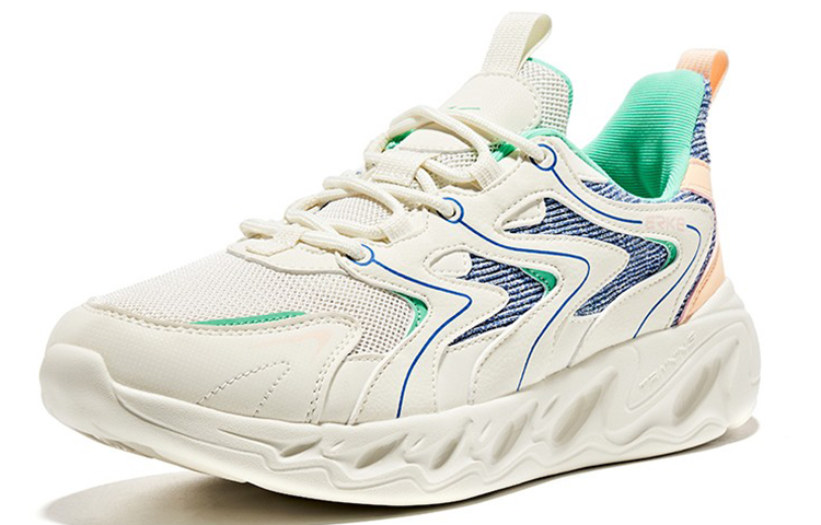 Erke Cushioning Abrasion Resistant Breathable Low top Running Shoes Women’s White Blue