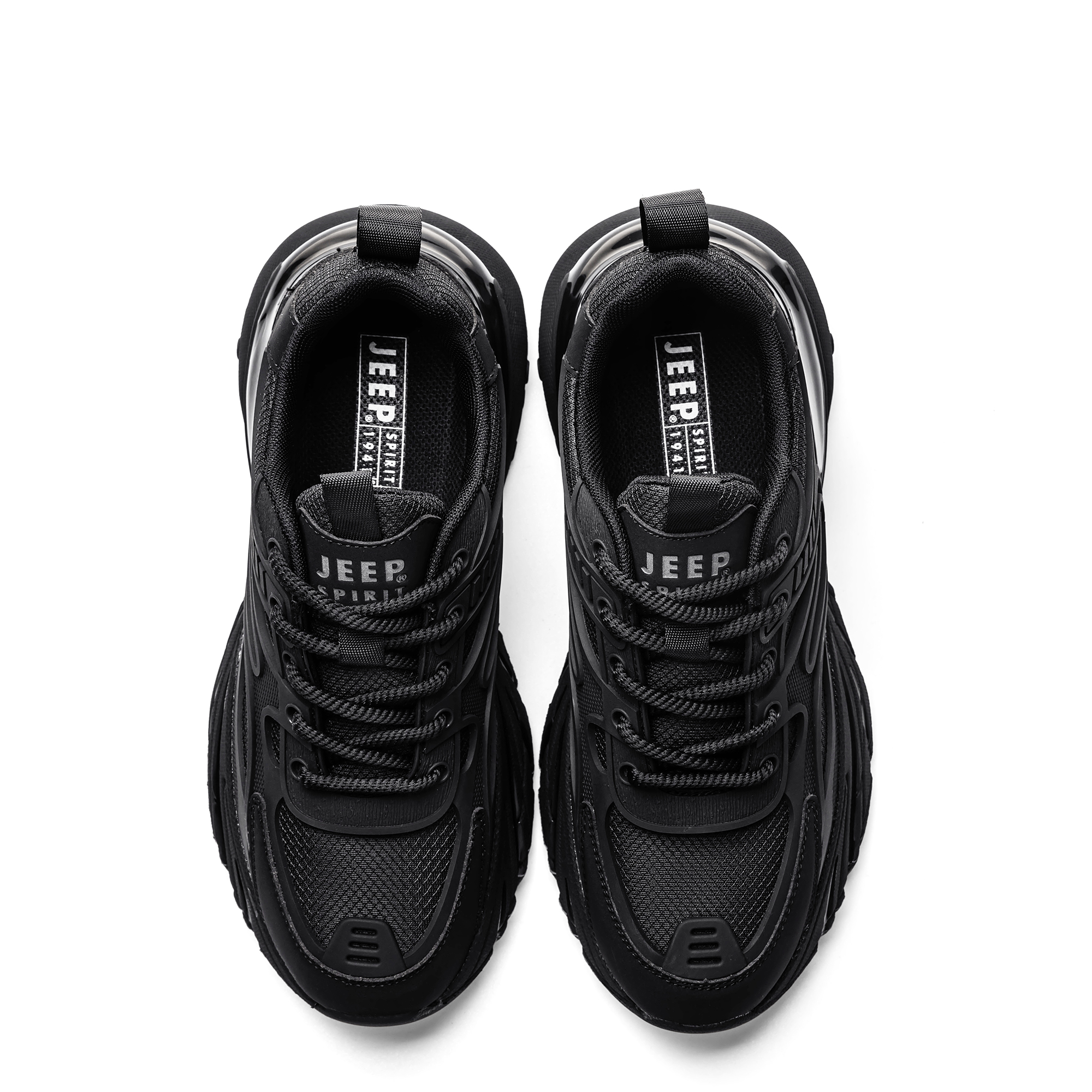 JEEP SPIRIT Black Myth Cushioning Slip Resistant Abrasion Resistant Lightweight Height Increasing Low top