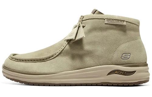 Skechers Arch Fit Melo Leather Ankle Boots Men's Taupe