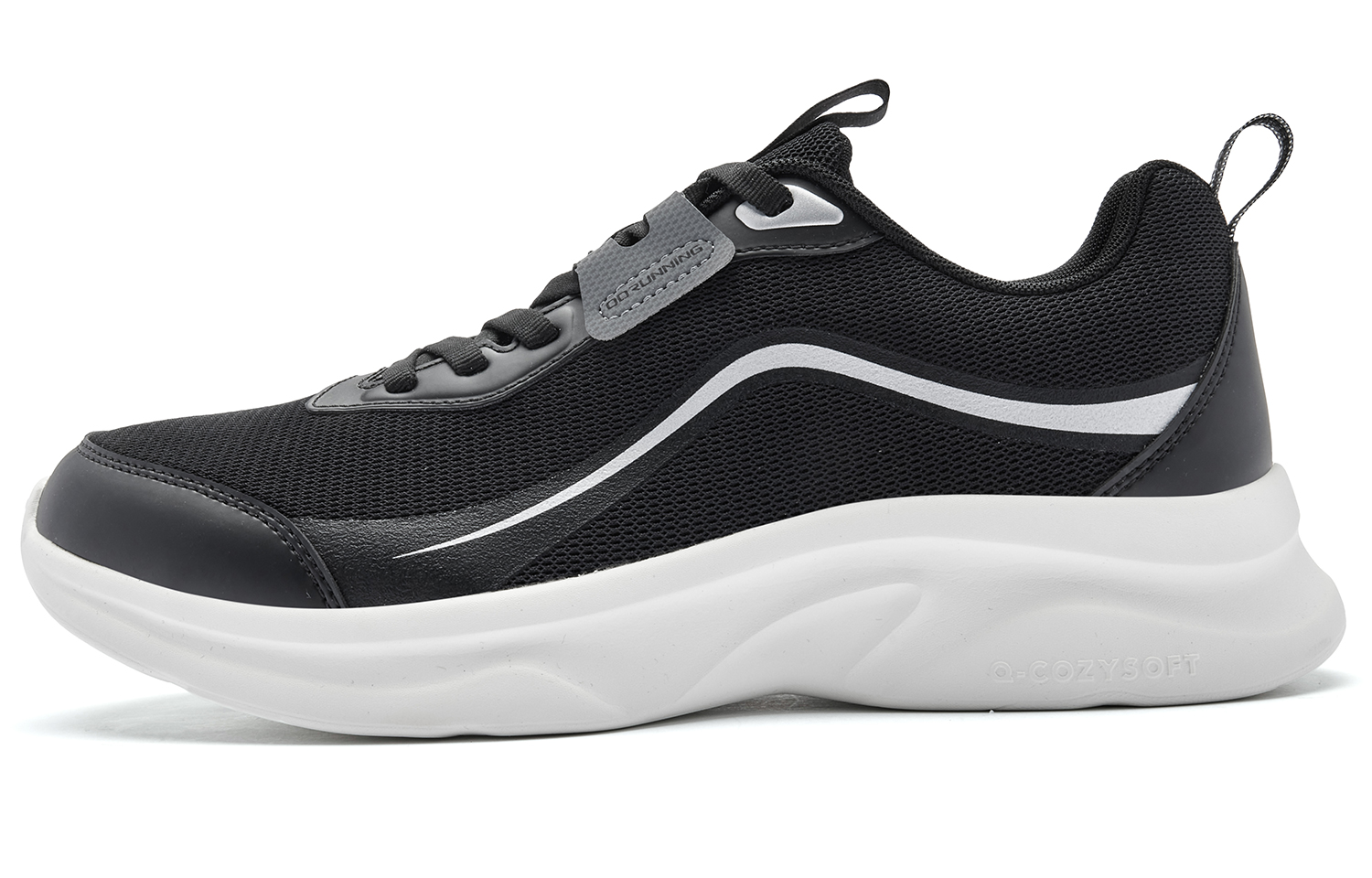 QIAODAN Cushioning Slip Resistant Rebound Low top Running Shoes Men’s Black Silver