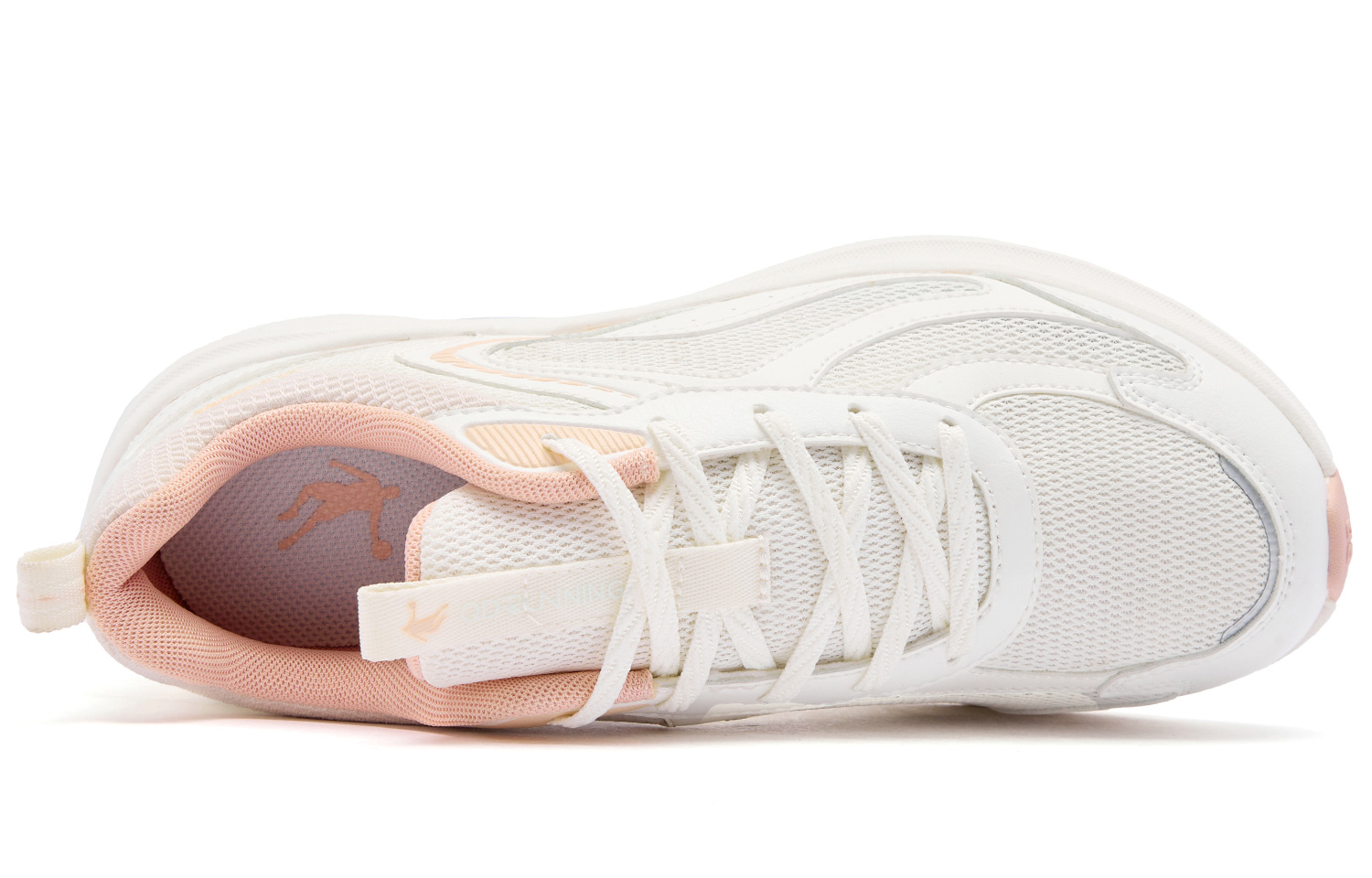 QIAODAN Rebound Abrasion Resistant Lightweight Breathable Slip Resistant Low top Running Shoes Women’s Ivory