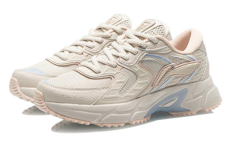 Li Ning Cushioning Slip Resistant Abrasion Resistant Low top Running Shoes Women's Gray Blue
