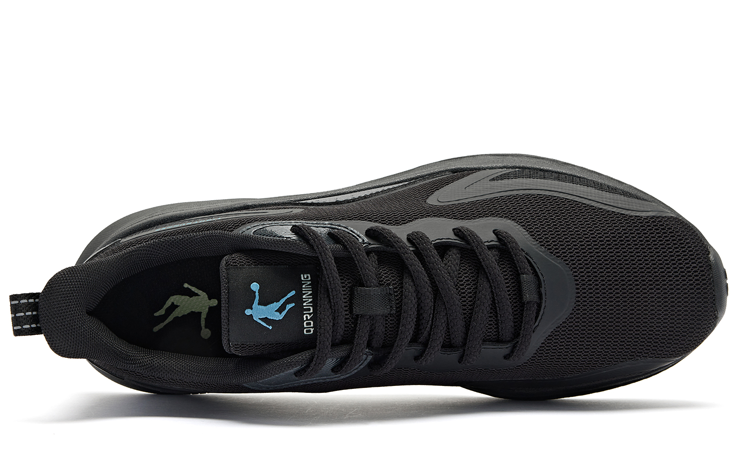 QIAODAN Cushioning Slip Resistant Abrasion Resistant Low top Running Shoes Men’s Black Island Blue