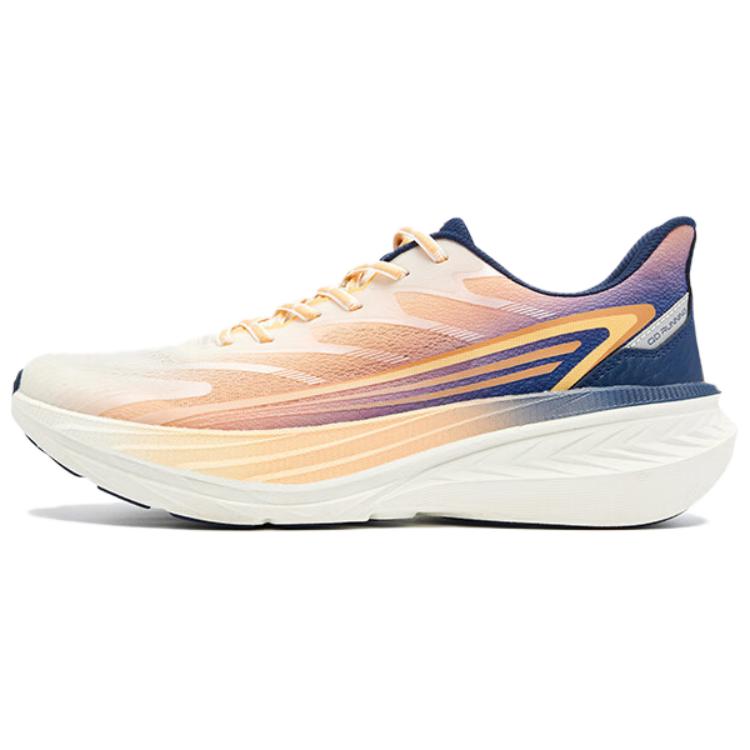 QIAODAN Breathable And Wear resistant Low top Casual Running Shoes Men’s White Orange Blue