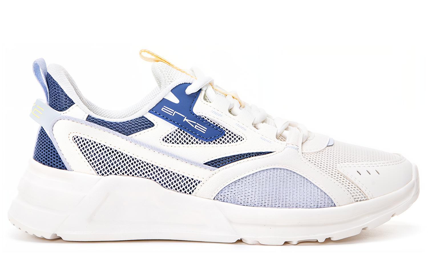Erke Textile, Synthetic Leather Cushioning, Wear Resistant Low top Running Shoes Women’s Ivory White Smoke Blue