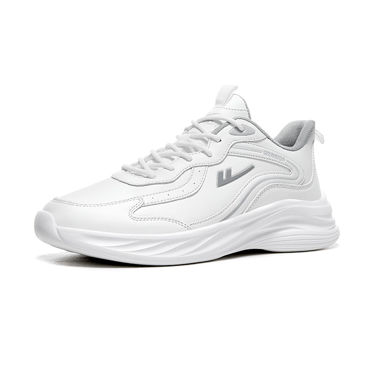 Warrior Cushioning Slip Resistant Abrasion Resistant Lightweight Rebound Low top Running Shoes Unisex White Gray