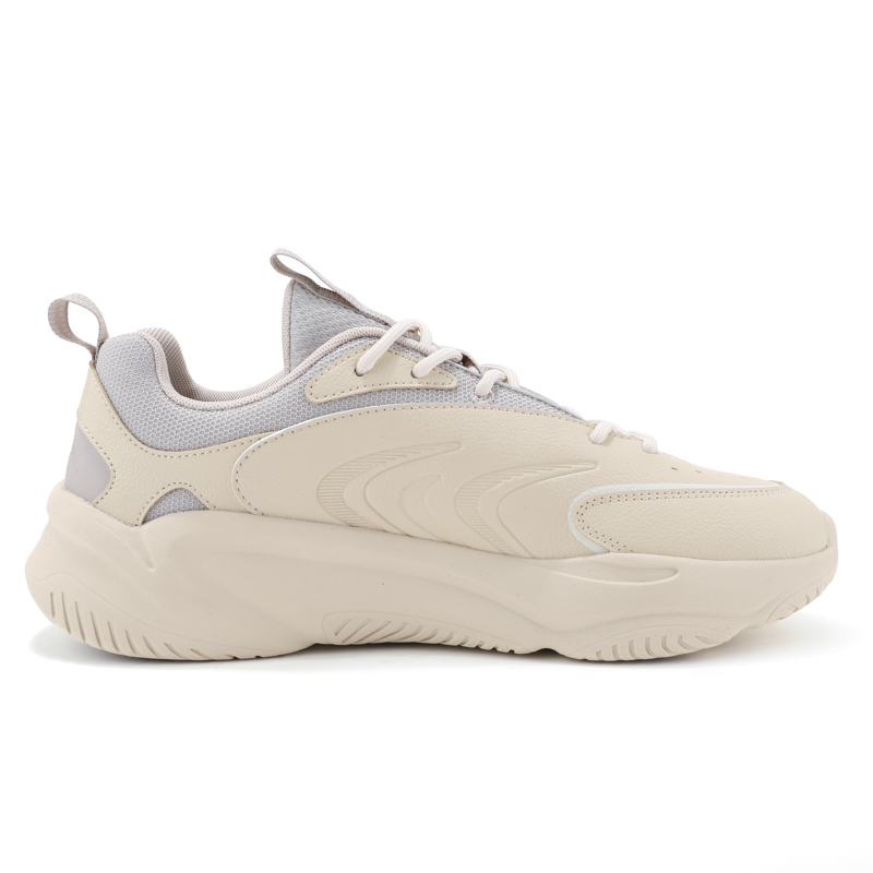 QIAODAN Cushioning Slip Resistant Breathable Low top Casual Running Shoes Men’s Beige