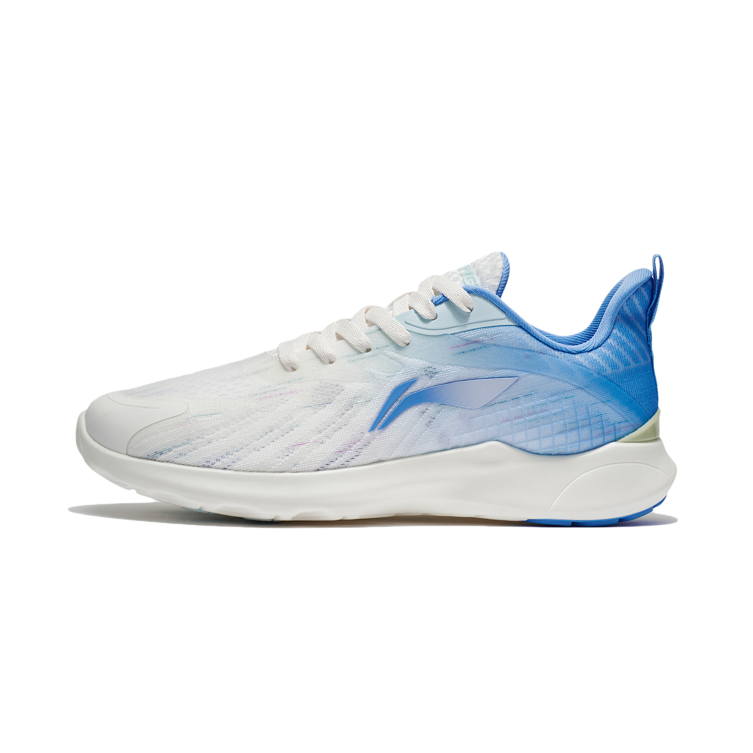 Li Ning Cushioning Slip Resistant Breathable Lightweight Low top Sprint Running Shoes Men’s White Blue