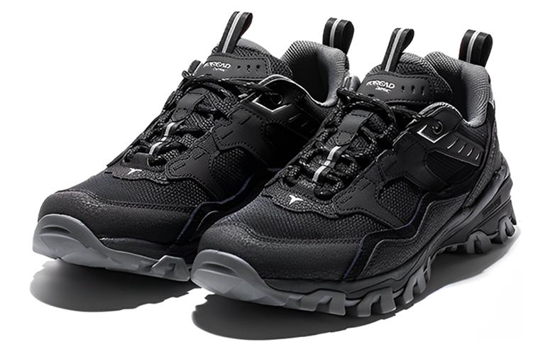TOREAD Textile, Leather Cushioning Slip Resistant Abrasion Resistant Low top Outdoor Shoes Men’s Rock Black Medium Gray