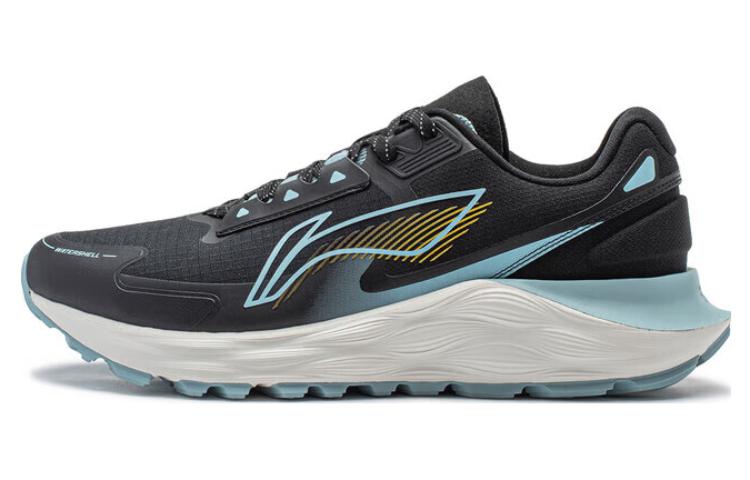 Li Ning Yufeng Fabric Cushioning Slip Resistant Abrasion Resistant Low top Running Shoes Men's Black Blue