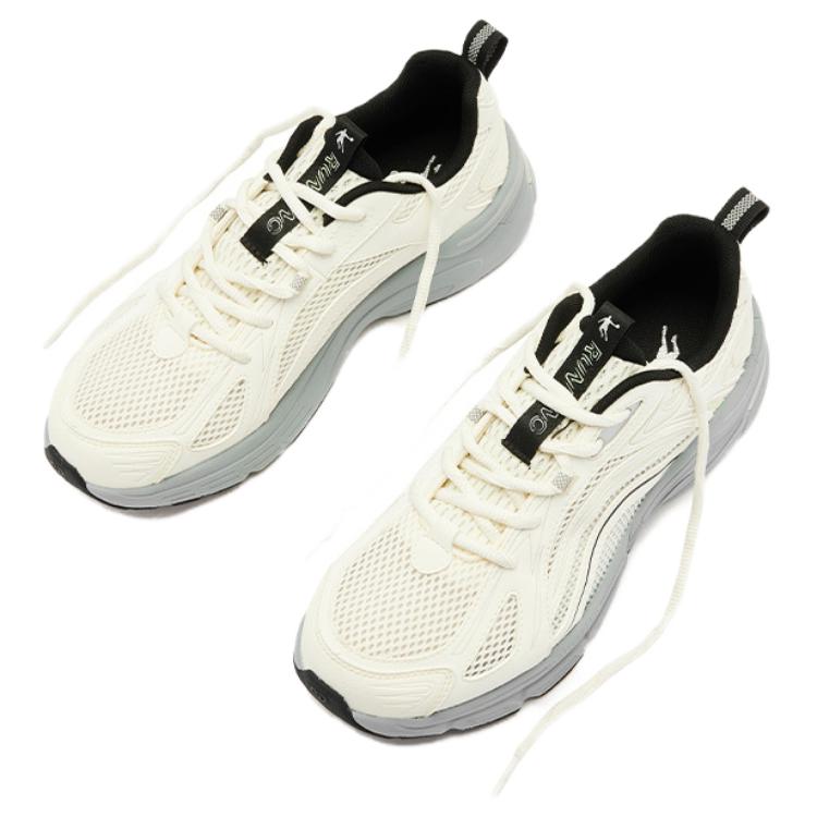 QIAODAN Comfortable And Breathable Cushioning, Wear Resistant Low top Running Shoes Men’s Gray White
