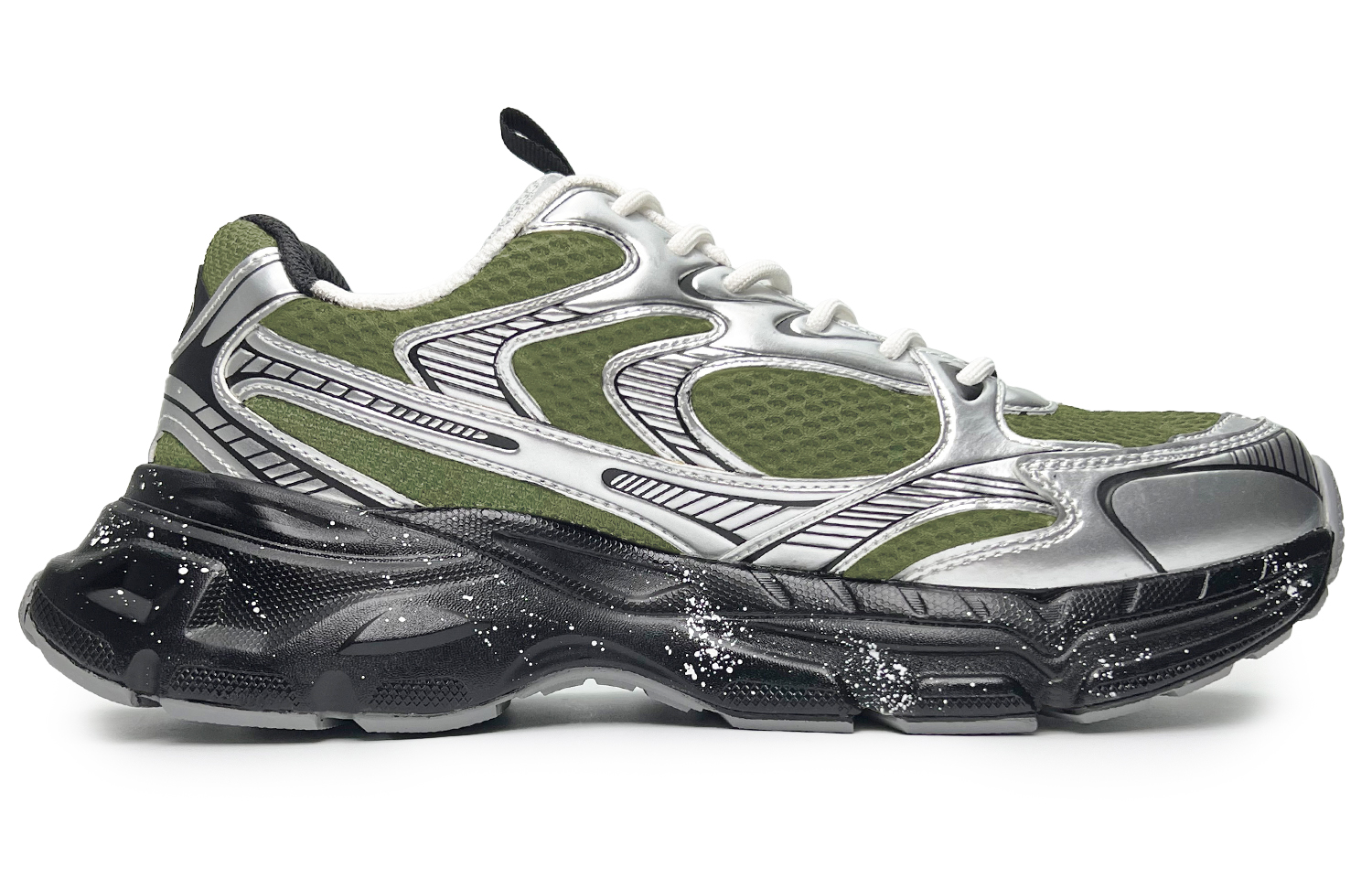 Kappa Cushioning Abrasion Resistant Breathable Low top Running Shoes Unisex Black Green Silver