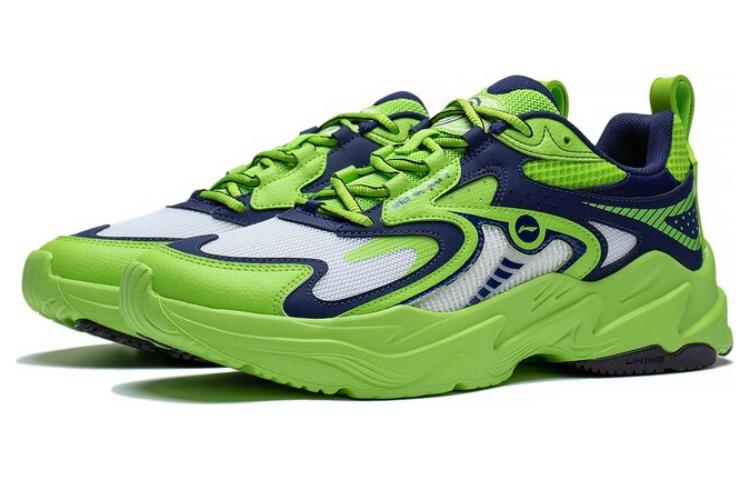 Li Ning Fashion Abrasion Resistant Breathable Low top Running Shoes Men’s Green Blue White