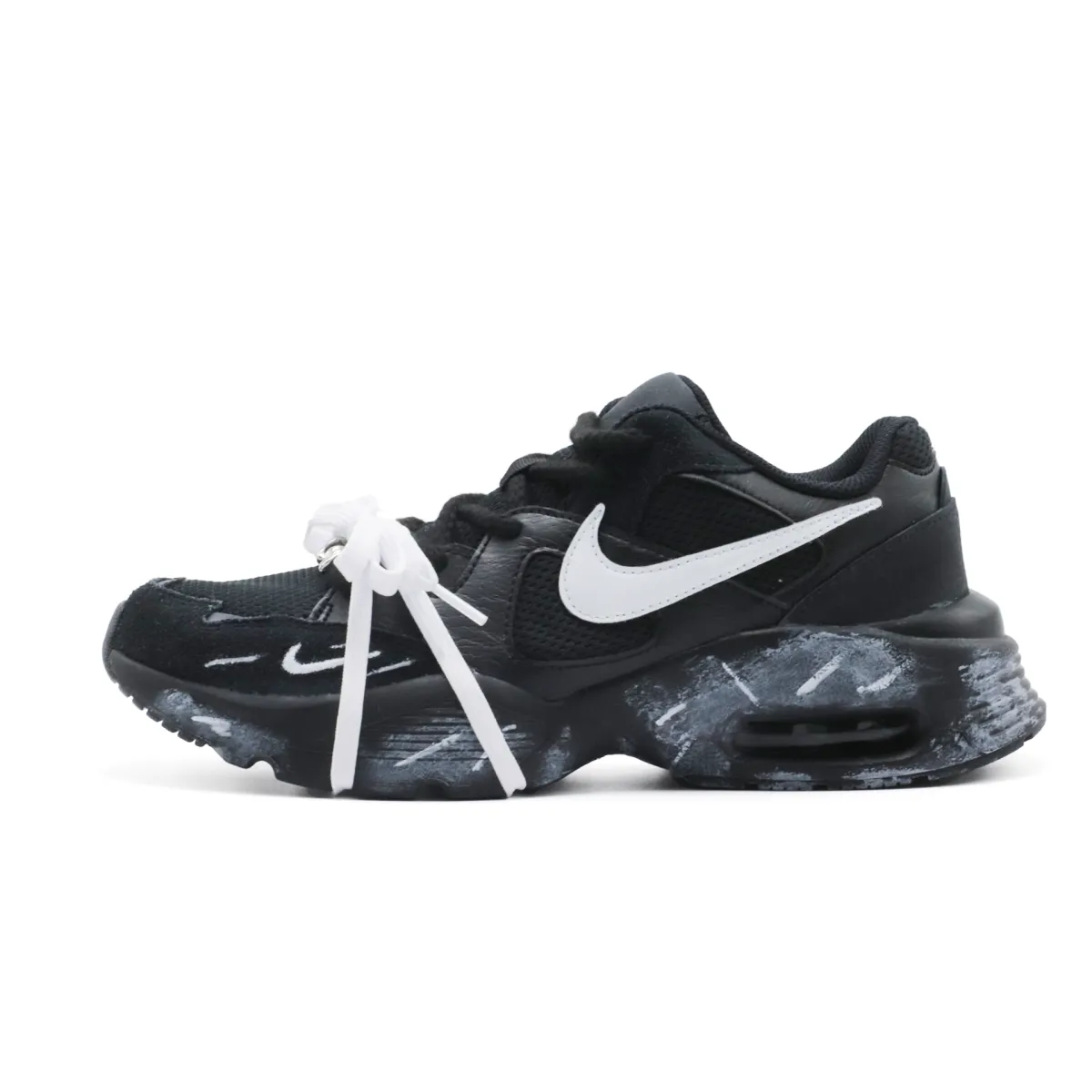 Nike Air Max Fusion Mesh, Textile Slip Resistant Abrasion Resistant Low top Marathon Running Shoes Men's Black
