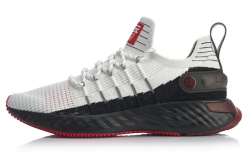 Li Ning Cloud 6 Woven Non slip Lightweight Low top Running Shoes Men's White Black