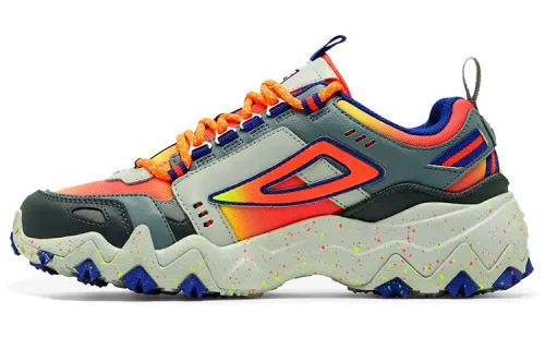 FILA Oakmont TR Synthetic Leather Trendy Low top Chunky Sneakers Women's Blue Gray Orange US Version