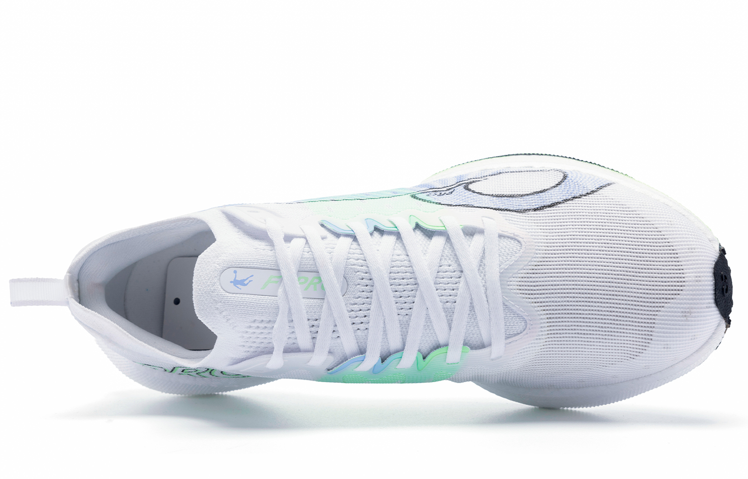 QIAODAN Cushioning Slip Resistant Abrasion Resistant Low top Long Distance Running Shoes Men’s White Green