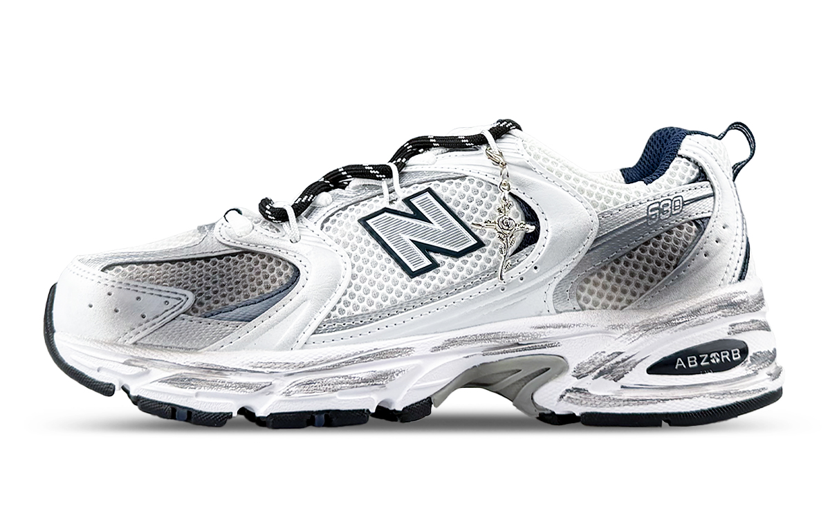 New Balance NB 530 Cushioning Abrasion Resistant Breathable Low top Running Shoes Unisex Black White Silver