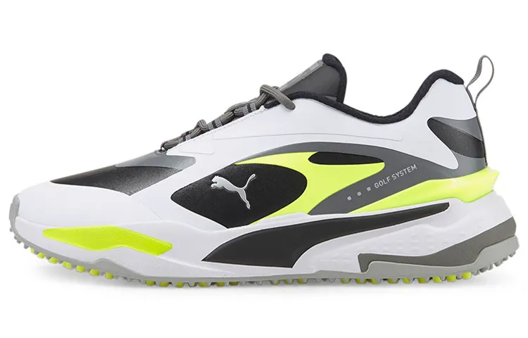 PUMA Golf Collection Gs Fast Abrasion Resistant Abrasion Resistant Low top Golf Shoes Men's White Gray Yellow
