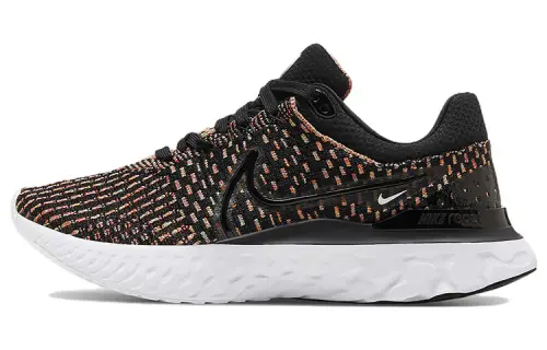 Nike React Infinity Run Flyknit 3 cushioned foam fabric shock-absorbing, anti-slip, wear-resistant, breathable, low top foam rocker running shoes for women black