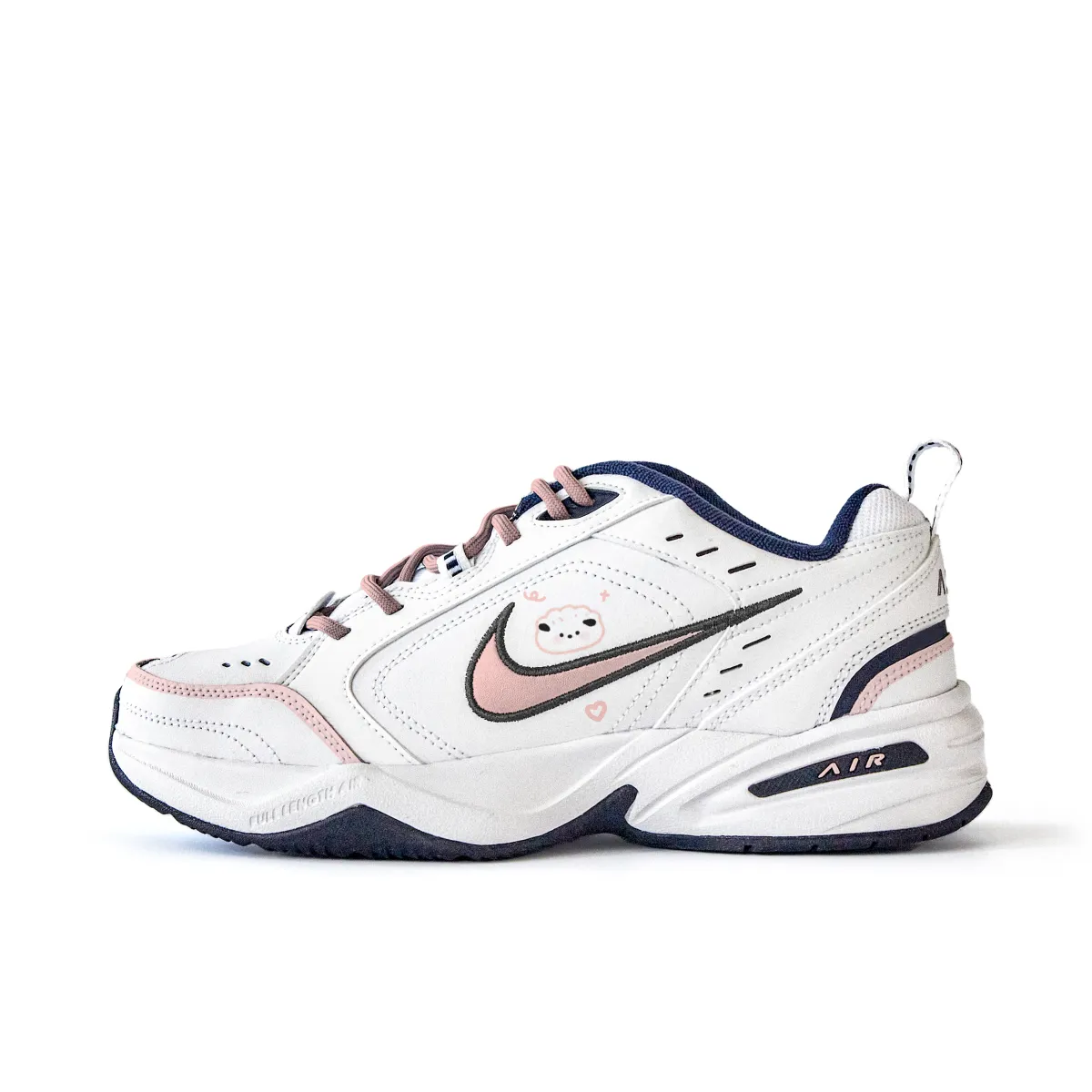 Nike Air Monarch 4 Sunset Slip Resistant Abrasion Resistant Low top Chunky Sneakers Unisex White Pink