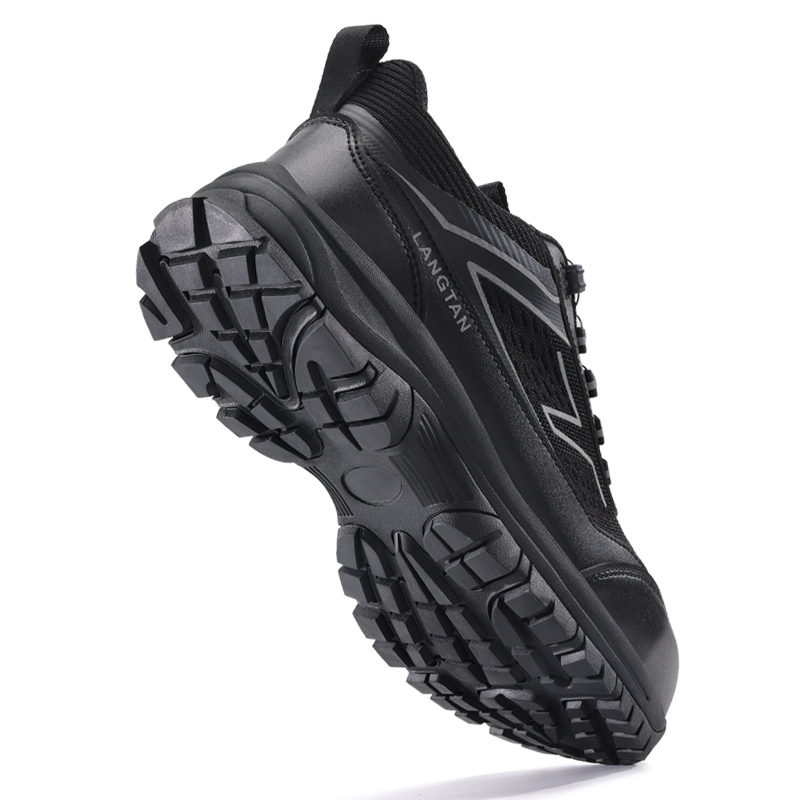 LANGTAN Non slip, Wear resistant, Impact resistant Low top Outdoor Shoes Men’s Black