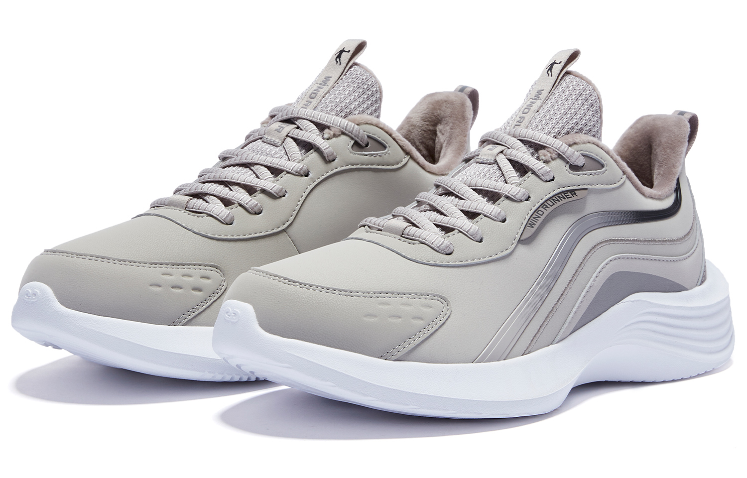 QIAODAN Light Cloud Fleece Lined Thermal, Leather Upper Waterproof, Lightweight Rebound
