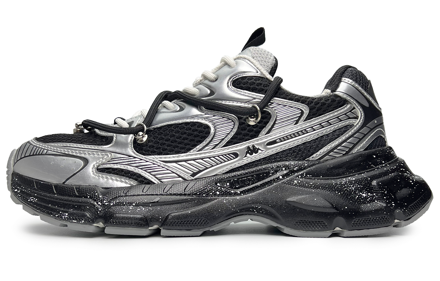 Kappa Cushioning Abrasion Resistant Breathable Lightweight Rebound Low top Running Shoes Unisex Black Silver