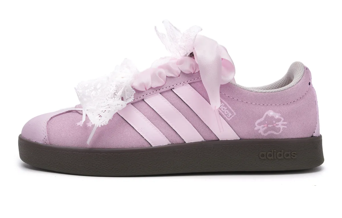 Adidas VL COURT 2.0 Slip Resistant Low top Skateboard Shoes Unisex Pink