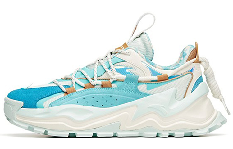 LIBAI x Anta Cushioning Slip Resistant Abrasion Resistant Low top Chunky Sneakers Men's Blue White