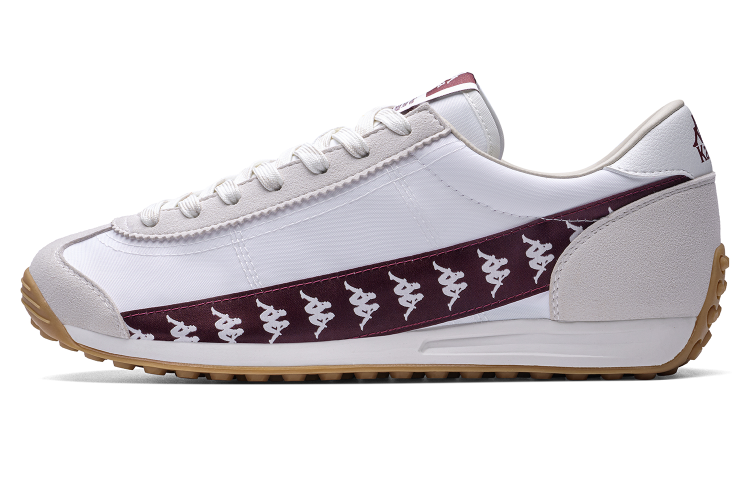 Kappa Textile, Synthetic Leather Slip Resistant Abrasion Resistant Low top Running Shoes Unisex Classic White