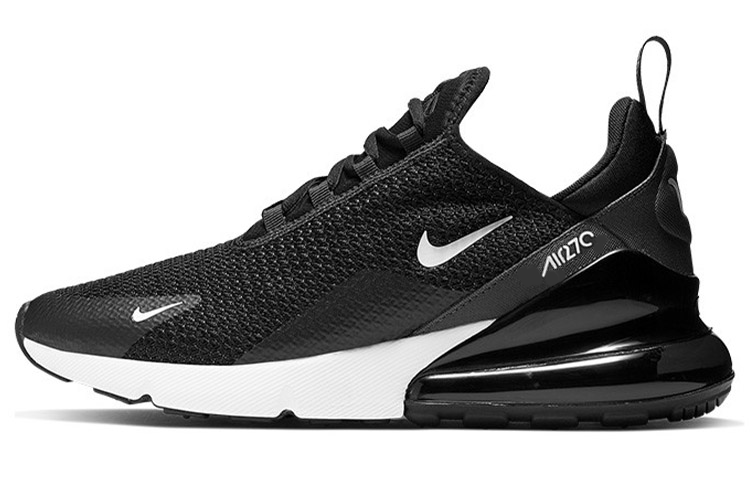 Nike Air Max 270 retro mesh fabric synthetic leather shock-absorbing and wear-resistant low-top running shoes men's black and white