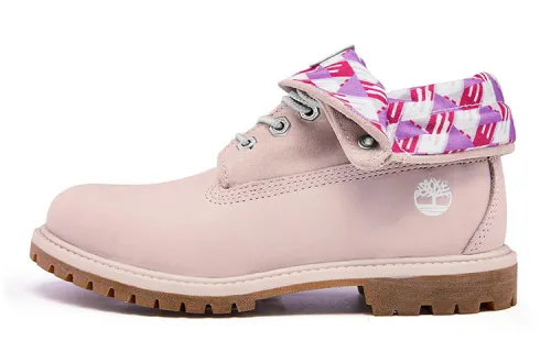Timberland Roll Top Wide Fit Boots Basic 'Pale Pink With Plaid Print' Women's