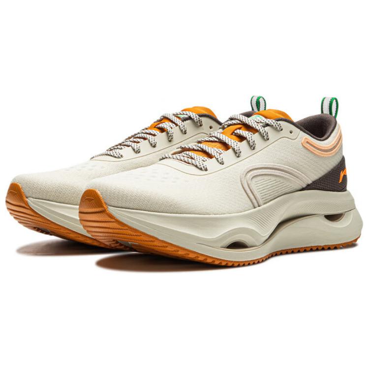 Li Ning Fabric Slip Resistant Abrasion Resistant Low top Running Shoes Women’s Beige