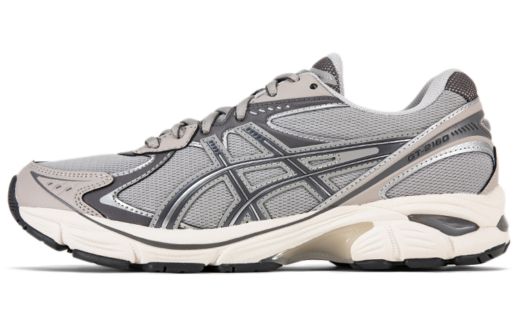 ASICS GT-2160 retro simple fabric synthetic leather shock-absorbing and wear-resistant low-top rubber running shoes for men and women, cream gray