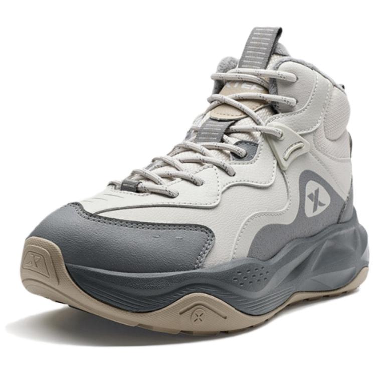 XTEP Red Cliffs 2.0 SE Fleece Lined Comfortable Fashion Slip Resistant Thermal High top Outdoor Shoes Men’s Beige Gray
