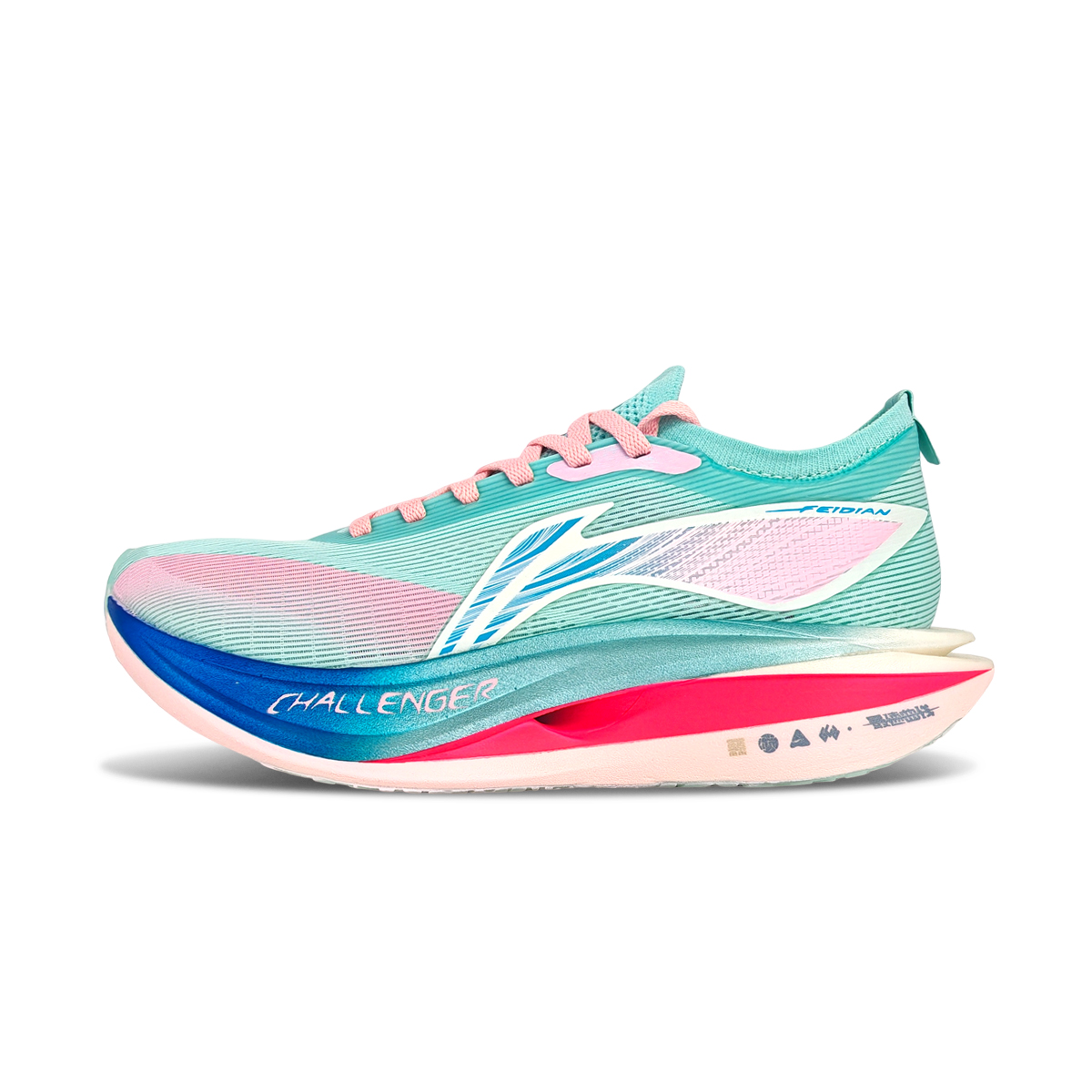 Li Ning Feidian 5 ELITE Cushioning Slip Resistant Breathable Low top Casual Running Shoes Unisex Youth Blue Pink