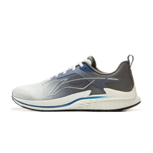 Li Ning Slip Resistant Abrasion Resistant Low top Casual Running Shoes Men's White Gray