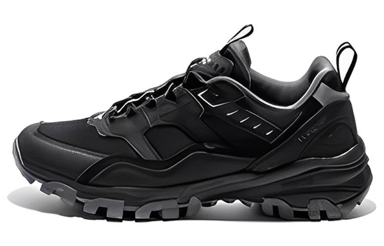 TOREAD Textile, Leather Cushioning Slip Resistant Abrasion Resistant Low top Outdoor Shoes Men’s Rock Black Medium Gray